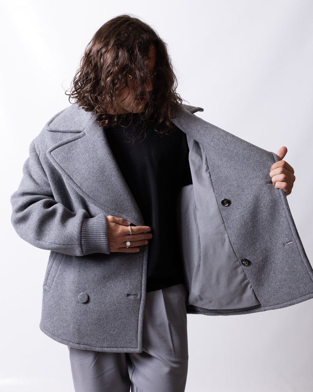 Cappotto Moschino doppiopetto in misto lana uomo