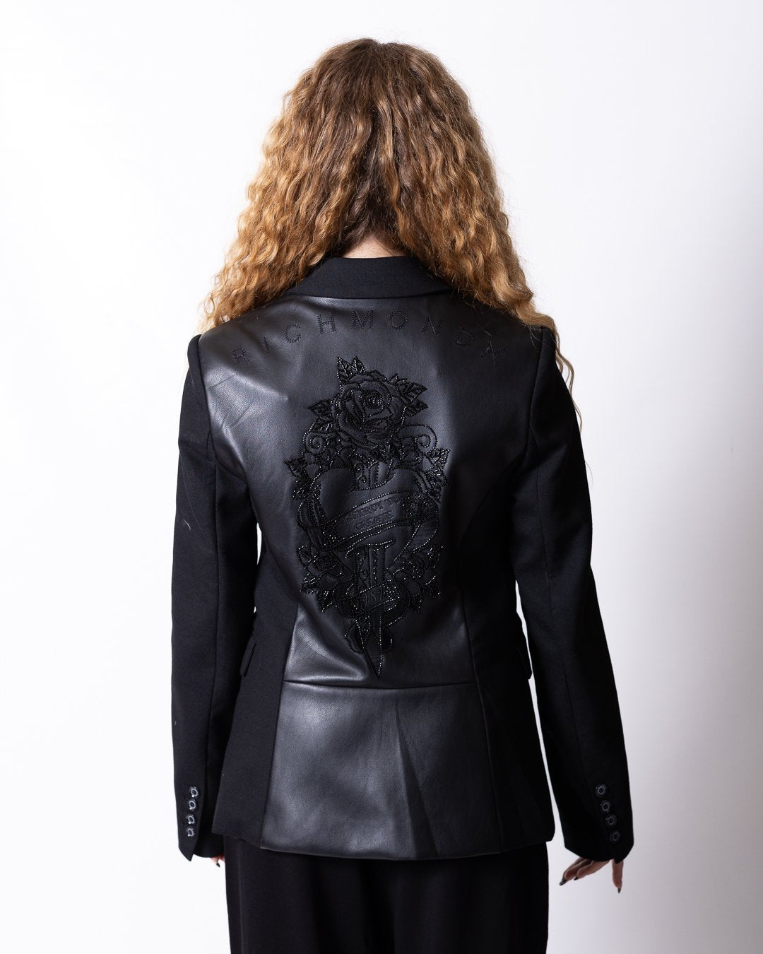 Giacca Richmond X in lana con maxi grafica sul retro in perline e ricami