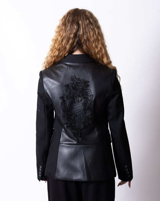 Giacca Richmond X in lana con maxi grafica sul retro in perline e ricami
