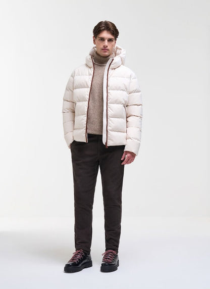 Giubbotto Colmar "Flannel Hooded Down Jacket" con dettagli e logo in pelle