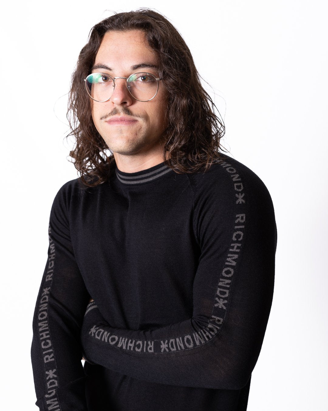 Maglia Richmond X in lana merino con logo a contrasto