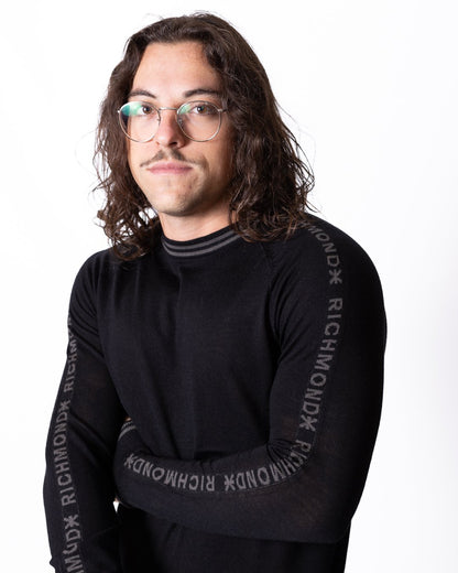 Maglia Richmond X in lana merino con logo a contrasto