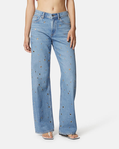 Jeans Silvian Heach a palazzo con anelli in metallo donna