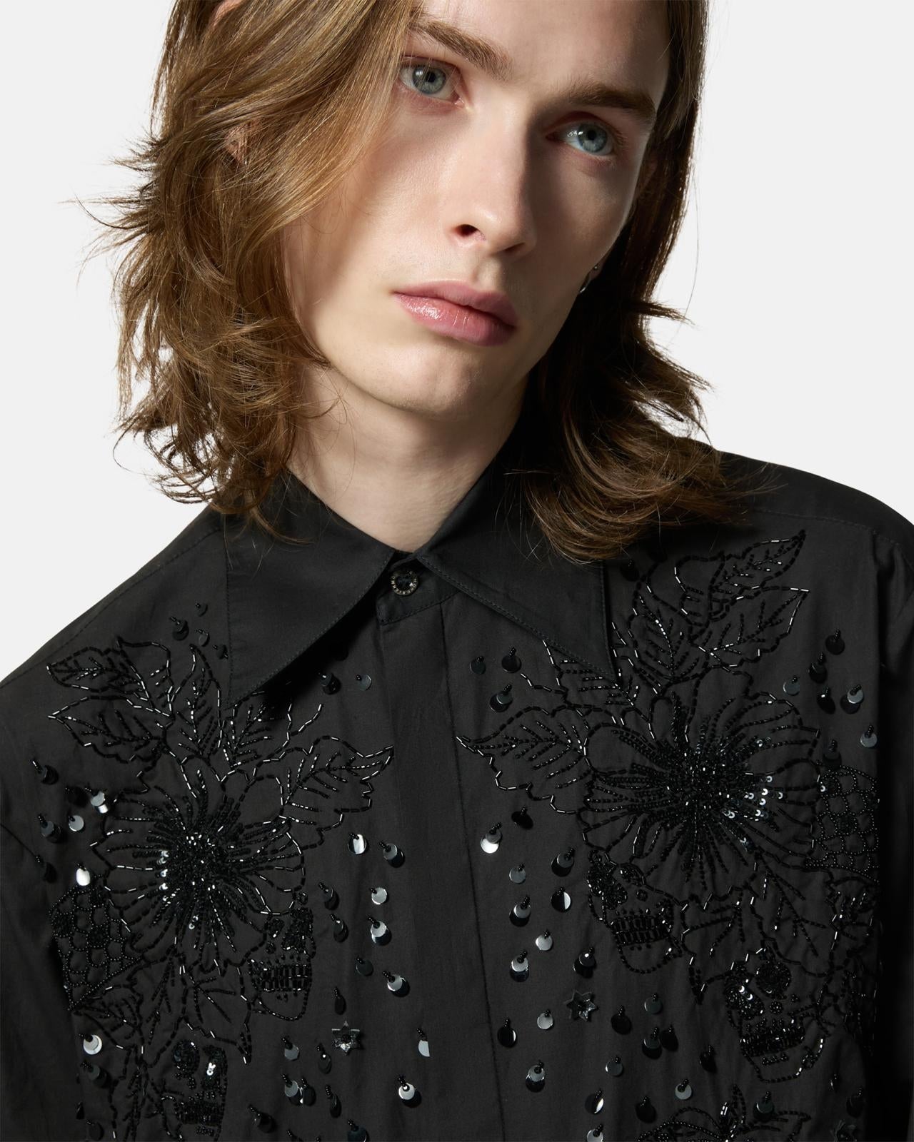 Camicia John Richmond con ricami e paillettes uomo