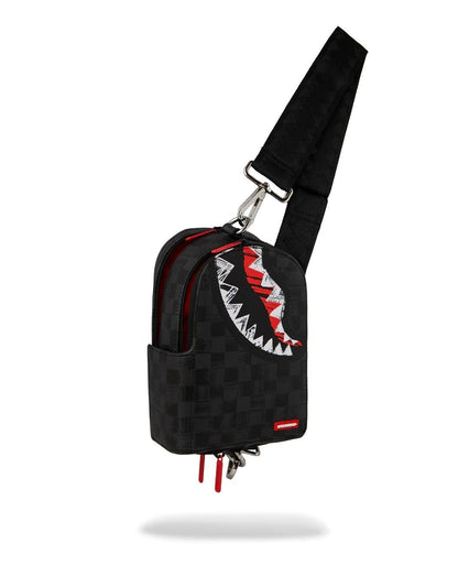 Tracolla Sprayground nero "SCRIBBLE SHARK BACKPACK SLING"