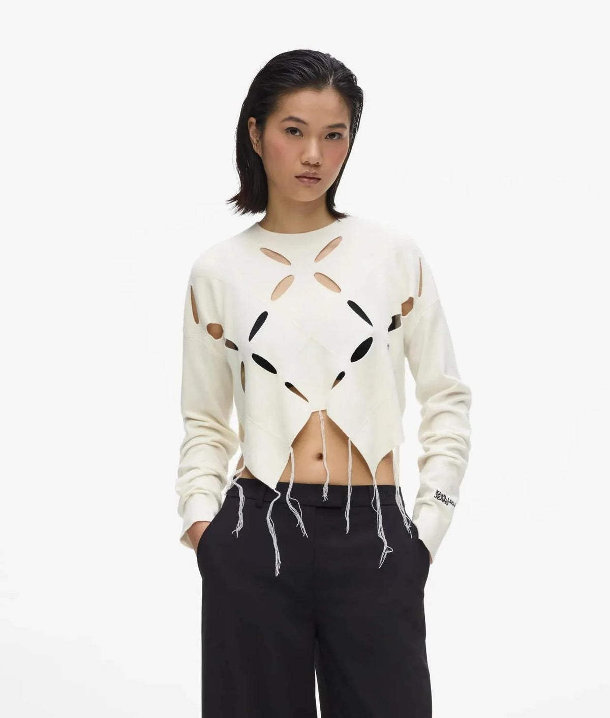 Maglia Karl Lagerfeld Jeans con dettagli cut-out e fondo asimmetrico