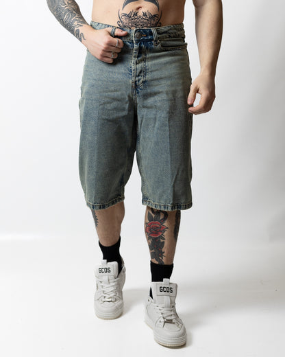 Bermuda Richmond X logato in jeans uomo