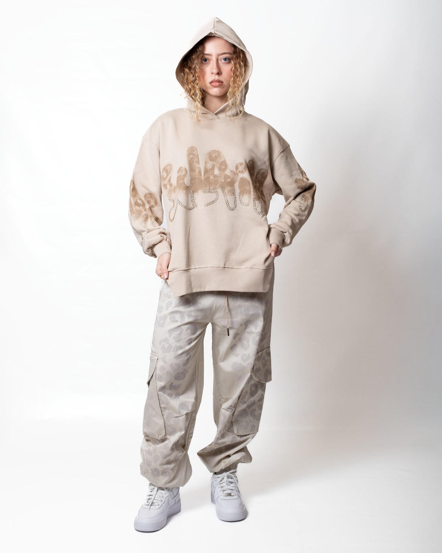 Felpa Disclaimer con logo animalier e strass donna