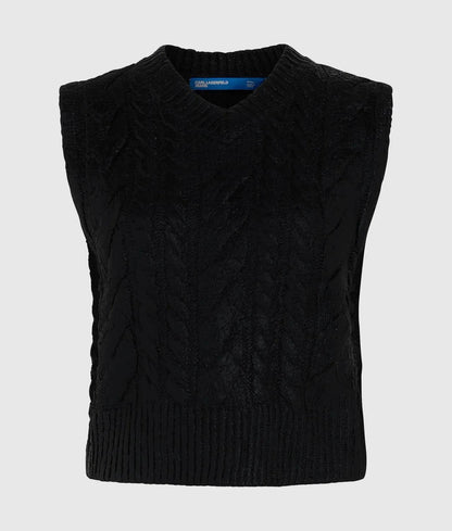 Gilet Karl Lagerfeld Jeans in maglia effetto metallizzato con logo ricamato