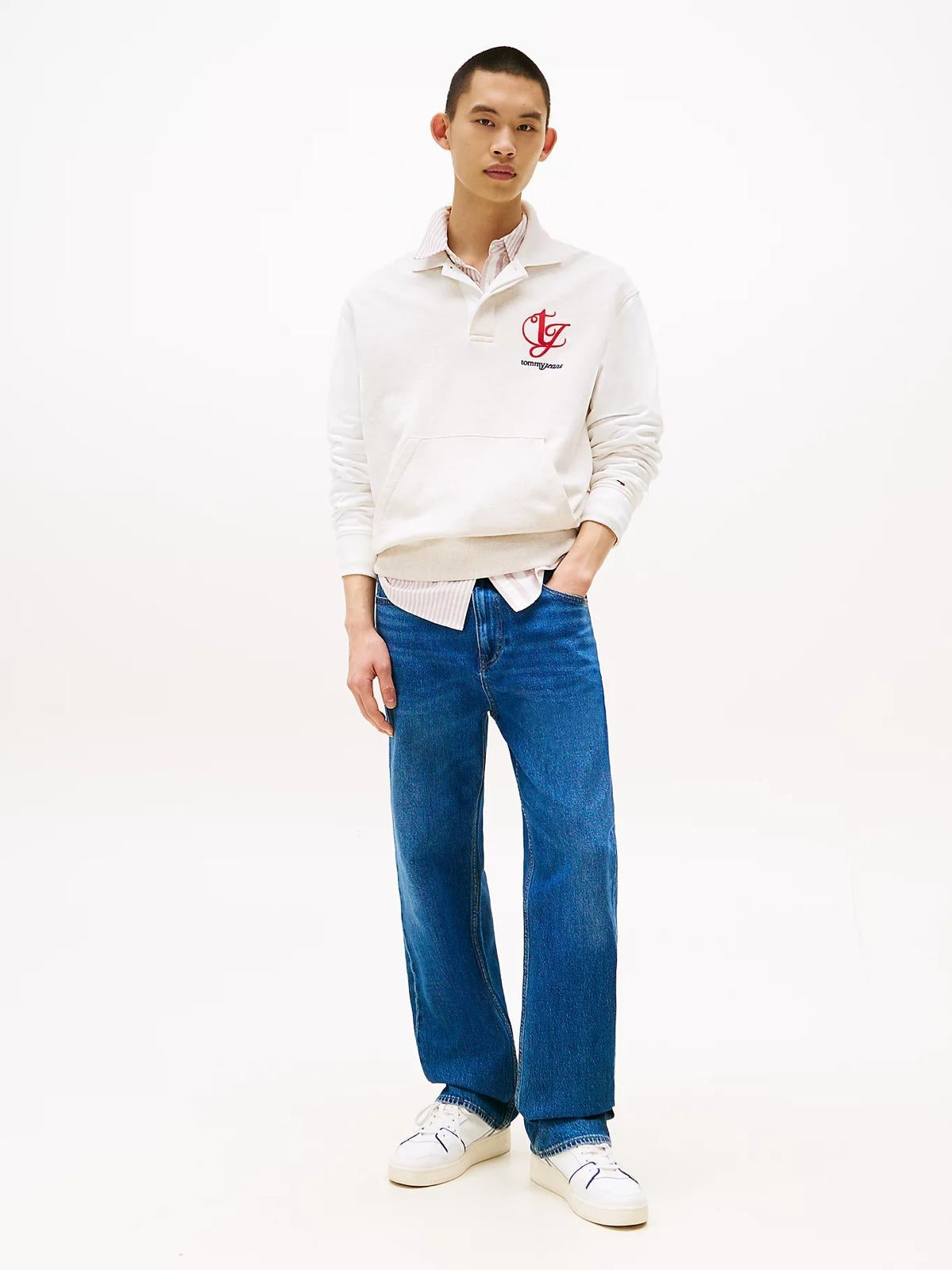 Felpa Tommy Jeans con colletto "Red Monogram" uomo