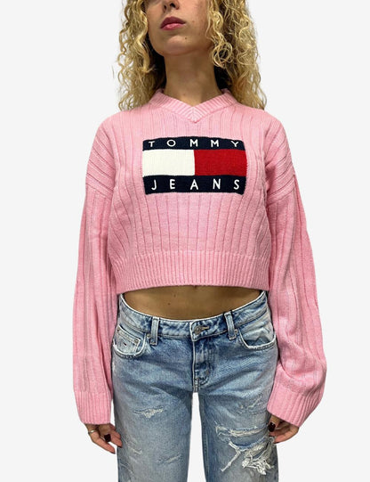 Maglia Tommy Jeans crop con scollo a V donna