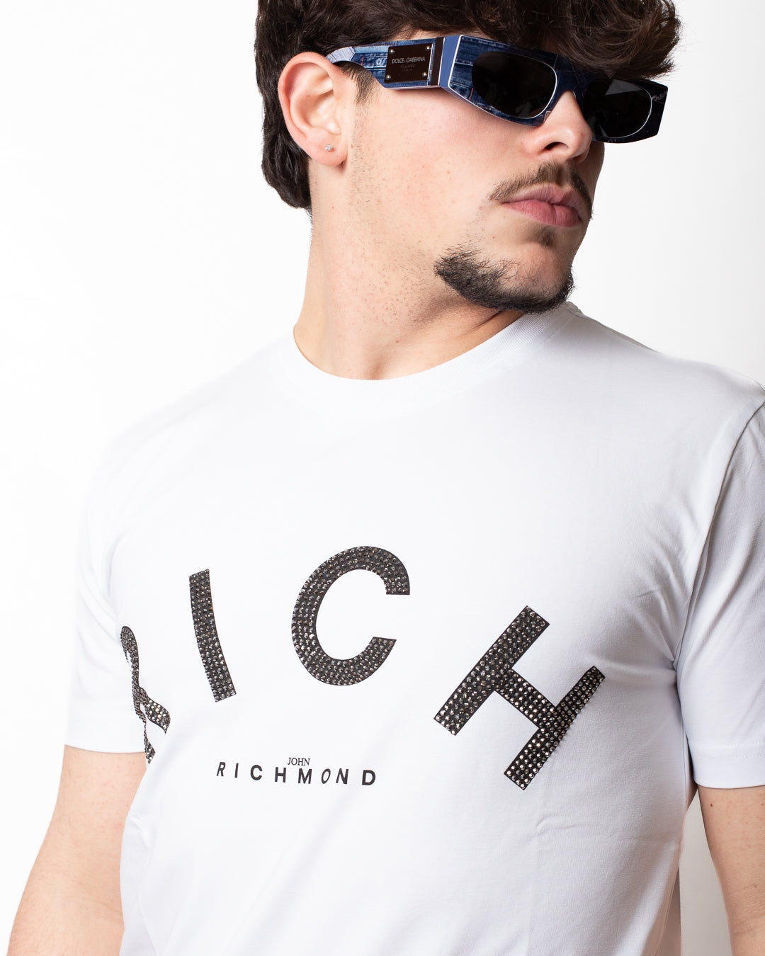 T-Shirt John Richmond con logo strass uomo