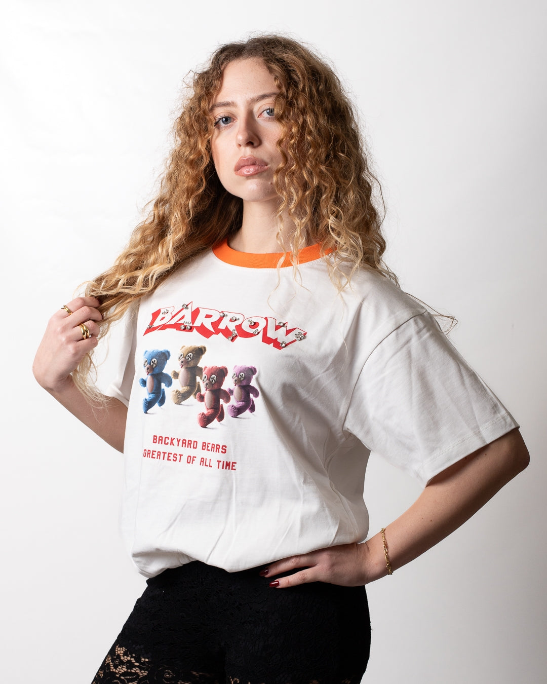 T-Shirt Barrow cropped con strass donna