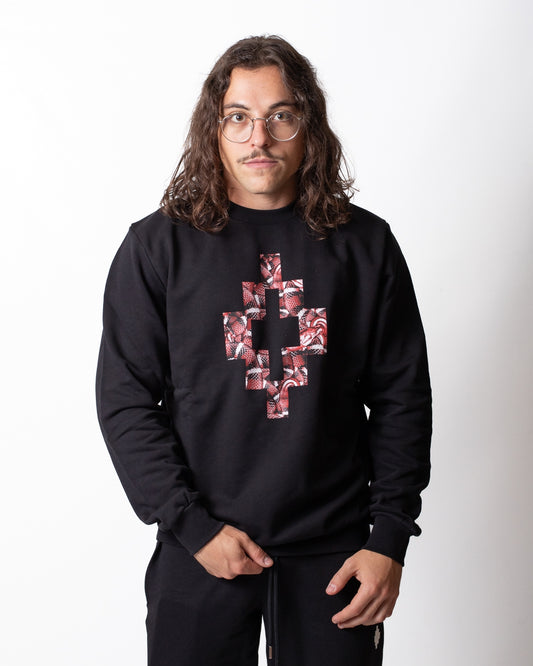 Felpa Marcelo Burlon girocollo con stampe logate uomo