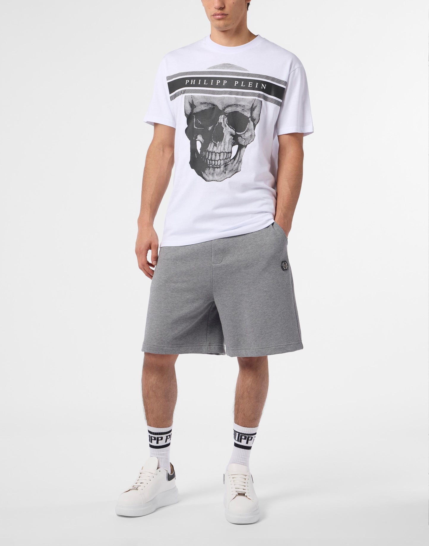T-Shirt Philipp Plein con stampa Skull logo line