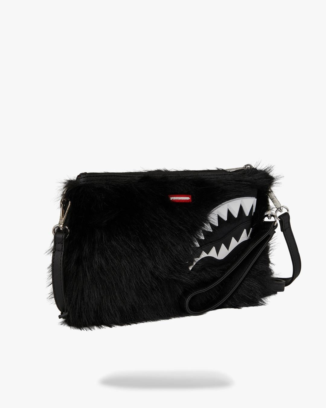 Pochette Sprayground nero "FUR CRAY BLACK CROSSOVER CLUTCH"