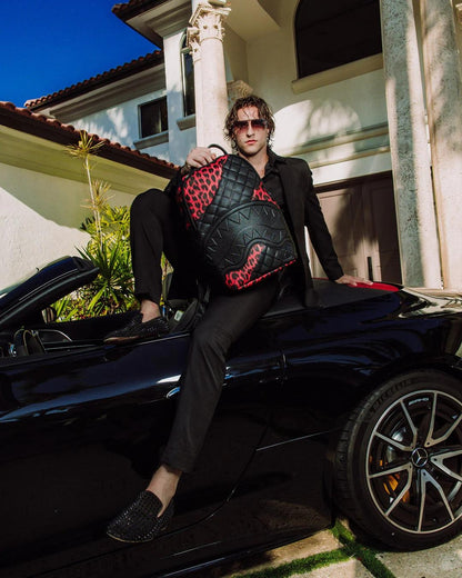 Zaino Sprayground nero Red Leopard puffer dlx  backpack