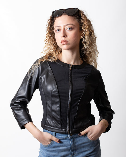 Giacca Nenette cropped in ecopelle donna