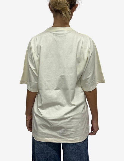 T-Shirt Disclaimer girocollo con logo leopardato donna