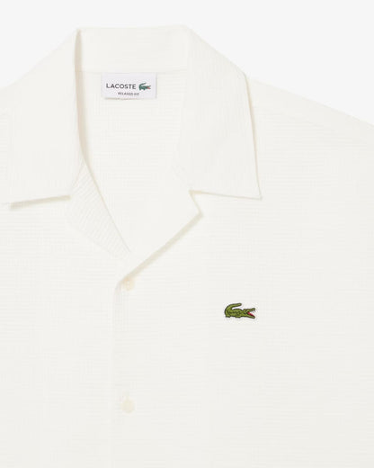 Camicia Lacoste a nido d'ape bianca