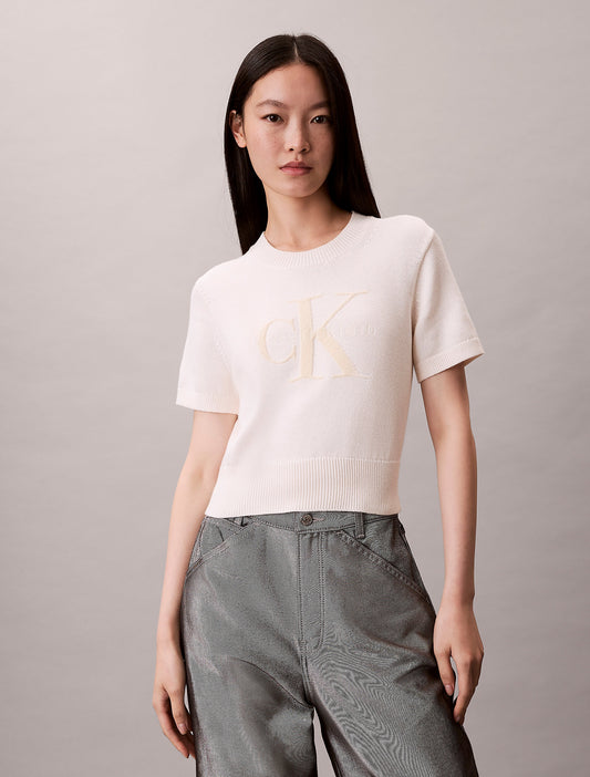 T-Shirt Calvin Klein in maglia con logo teddy donna
