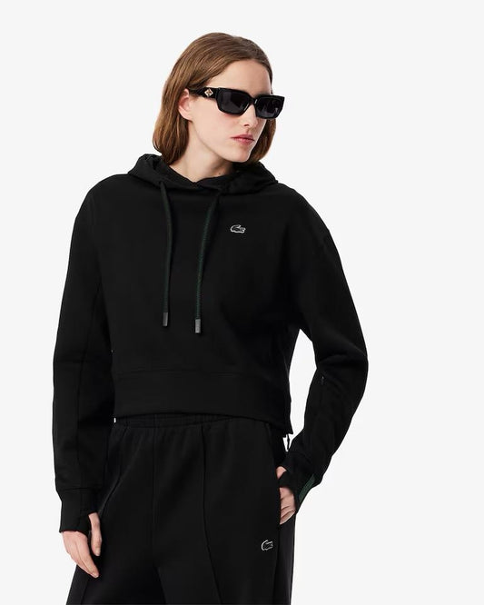 Felpa Lacoste cropped con cappuccio e logo in silicone donna