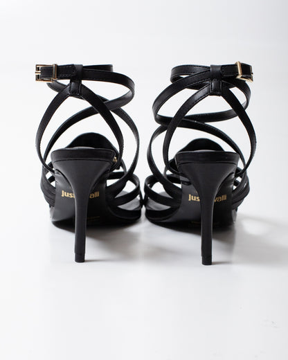Tacco Just Cavalli in pelle con placca logata donna