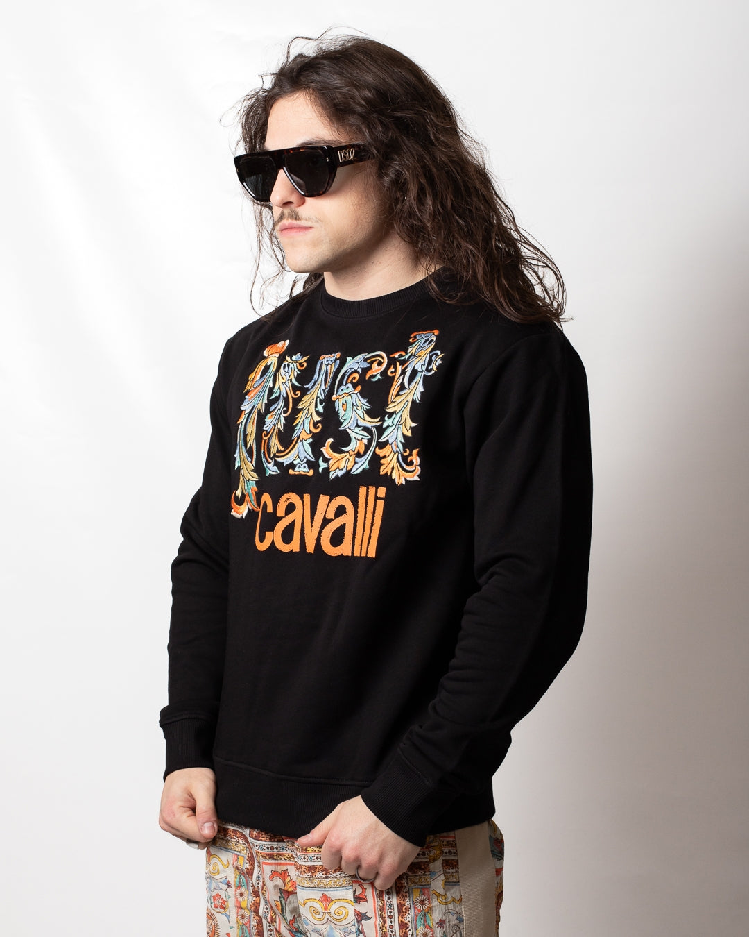 Felpa Just Cavalli girocollo "Logo Twigs" uomo