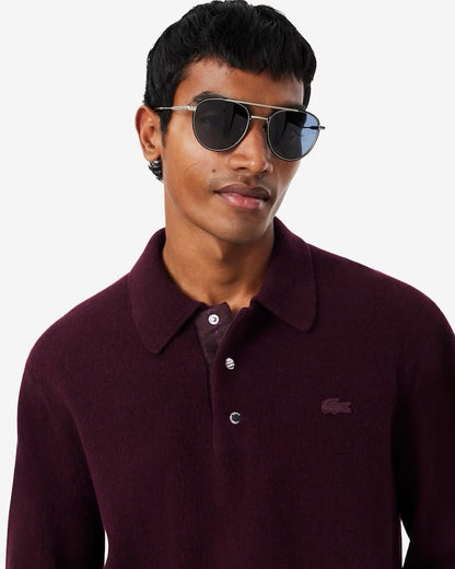 Maglia polo Lacoste in lana con logo ricamato