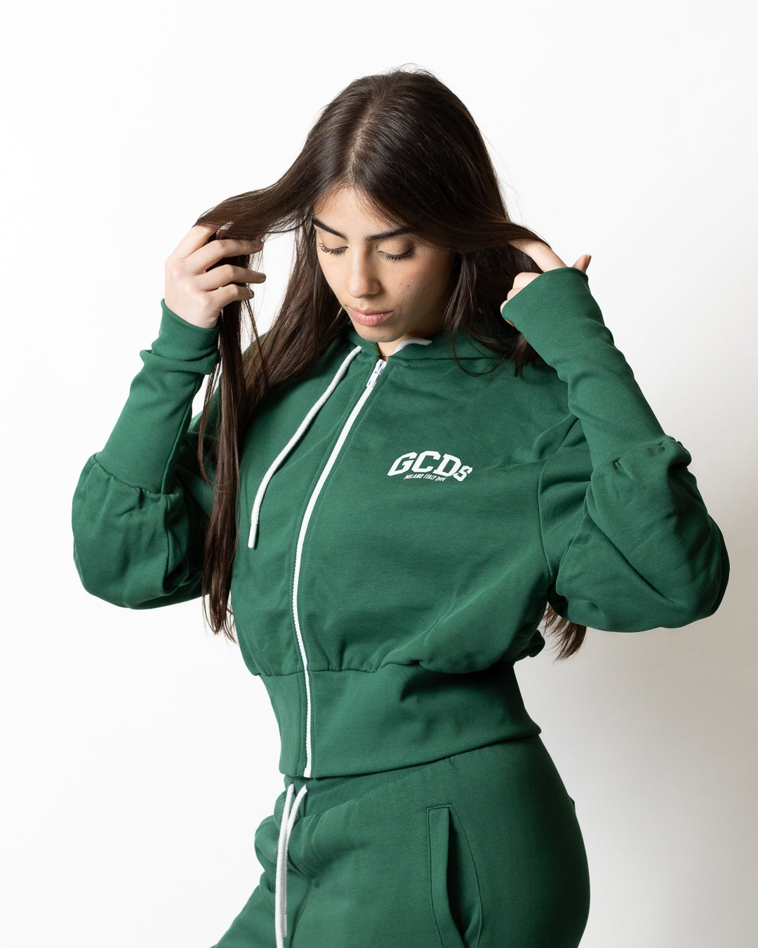 Felpa GCDS Essentials fullzip "Logo Lounge" donna