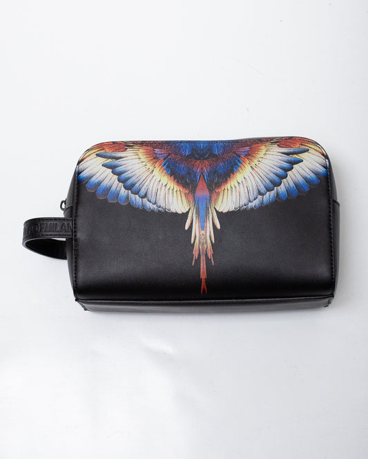 Pochette Marcelo Burlon beauty in ecopelle con logo wings colorfull