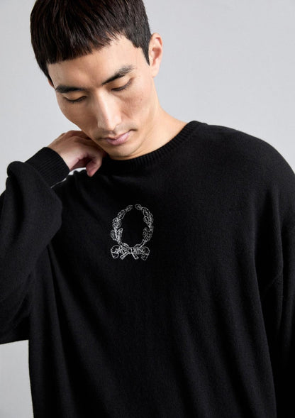 Maglia Moschino in misto lana con ricamo "Laurel crown"