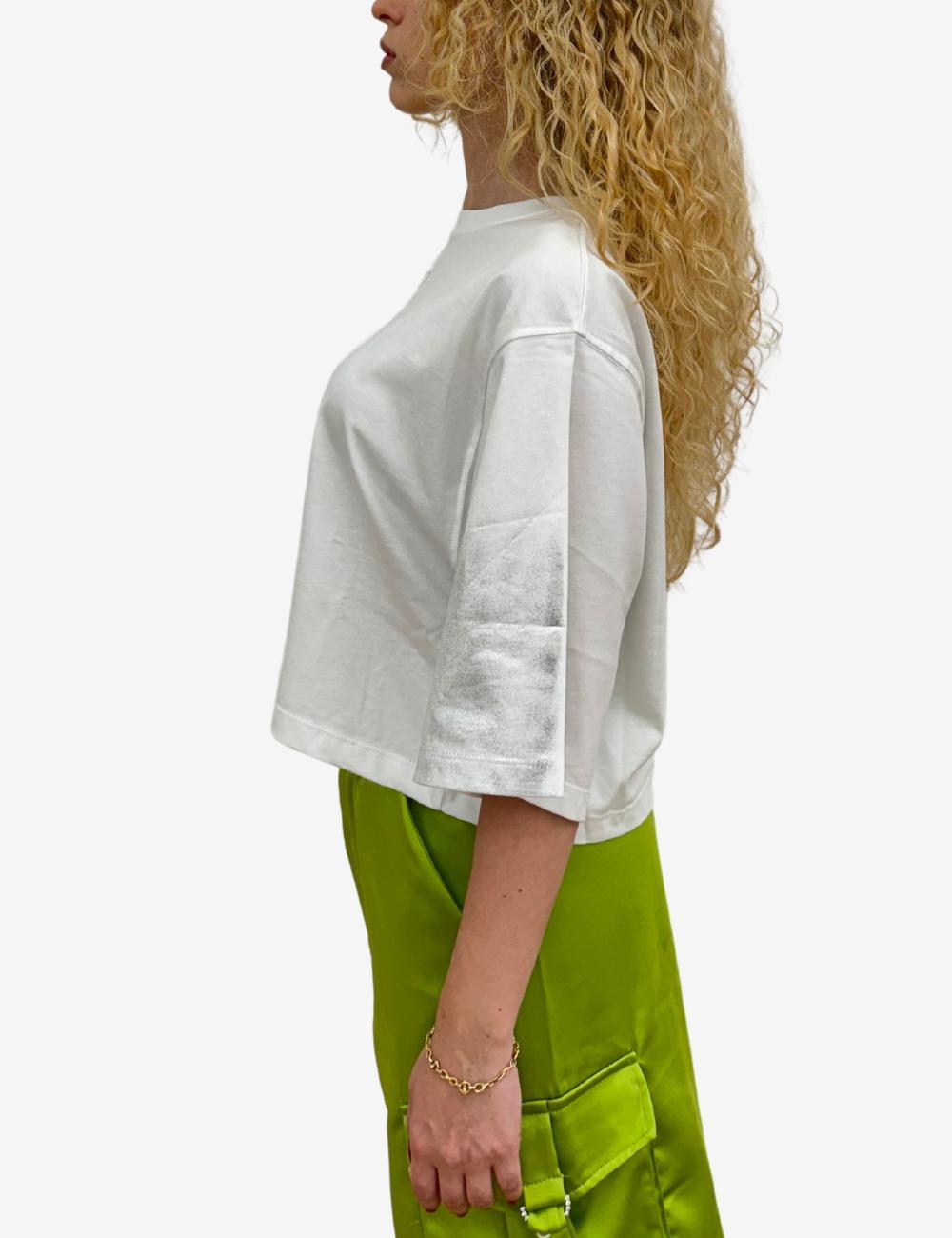 T-Shirt Jaycì cropped con placcattura sulle maniche donna