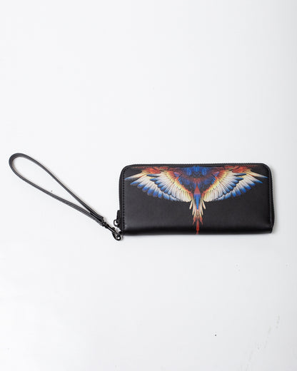 Portafoglio Marcelo Burlon in ecopelle con zip e logo wings