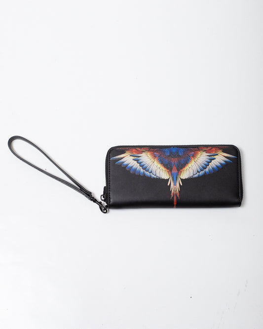 Portafoglio Marcelo Burlon in ecopelle con zip e logo wings