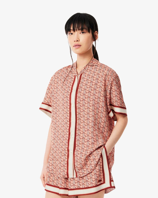 Camicia Lacoste con logo monogram allover