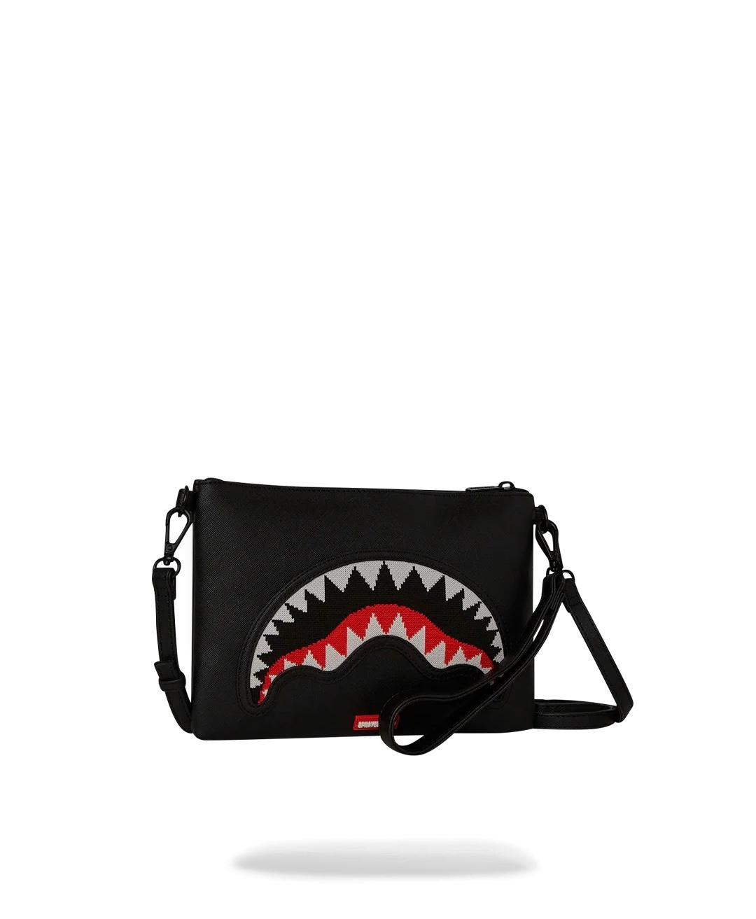 Pochette Sprayground nero fly knit mouth crossover clutch con tracolla