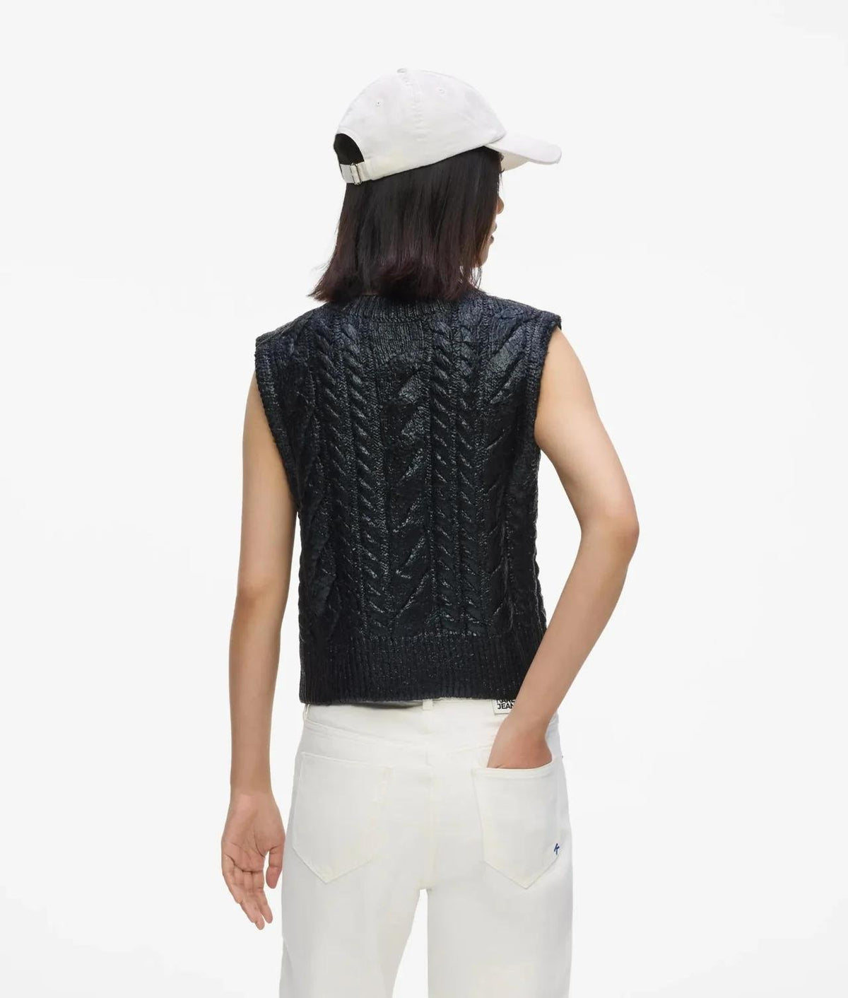 Gilet Karl Lagerfeld Jeans in maglia effetto metallizzato con logo ricamato