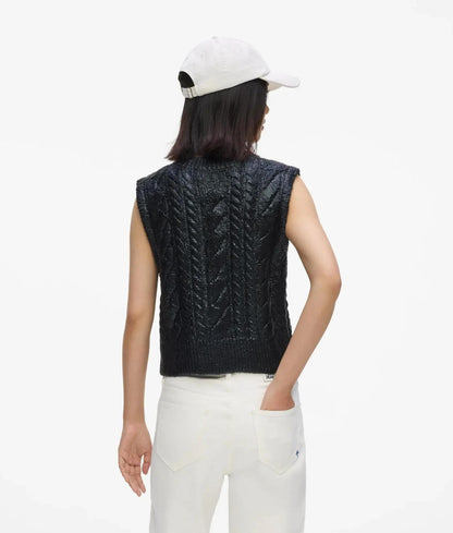 Gilet Karl Lagerfeld Jeans in maglia effetto metallizzato con logo ricamato