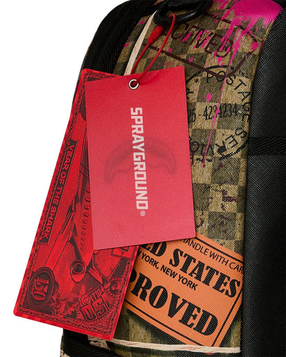 Zaino Sprayground marrone "Torn packaging rmx backpack"
