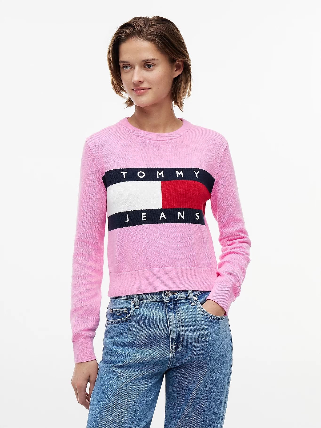 Maglia Tommy Jeans girocollo "Logo Flag" donna