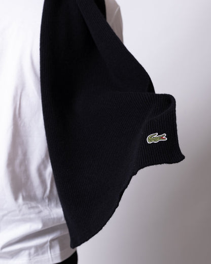 Sciarpa e cappello Lacoste in misto lana con costine