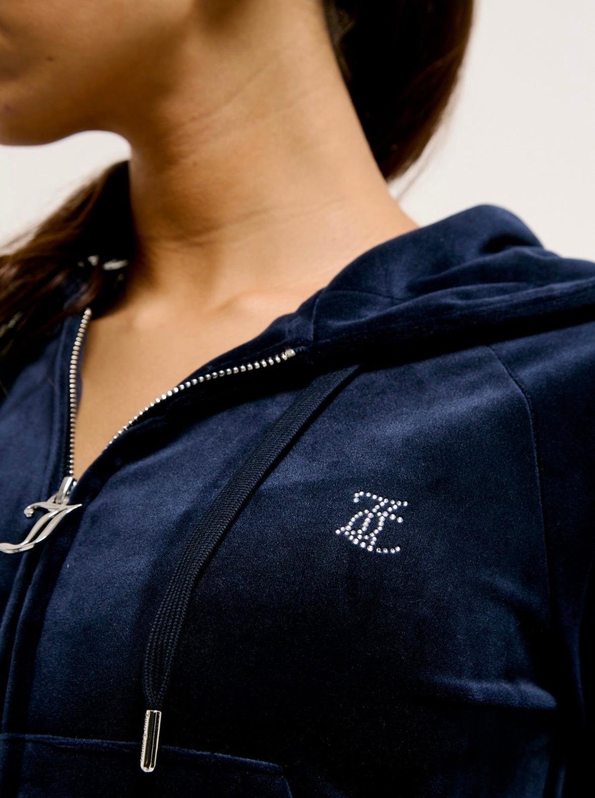 Felpa Juicy Couture full zip con cappuccio e logo strass