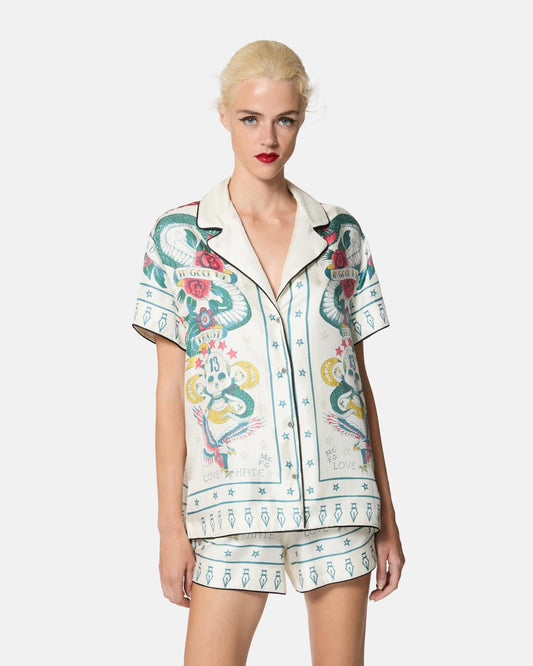 Camicia John Richmond "In good we trust" in seta donna