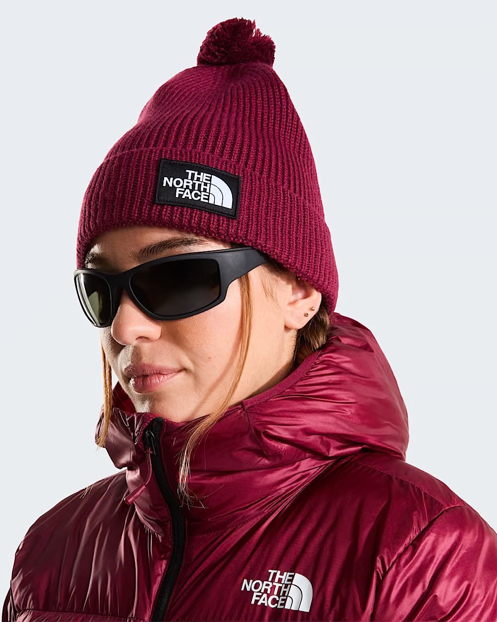 Cappello The North Face logo patch e pompon
