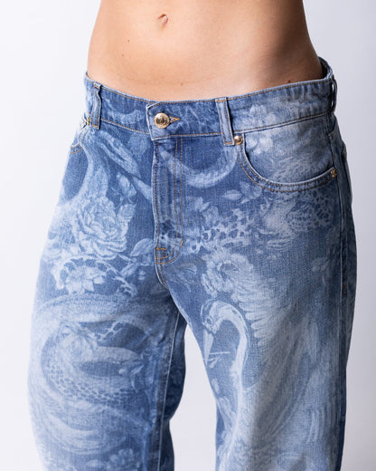 Jeans Just Cavalli loose con stampa allover 
