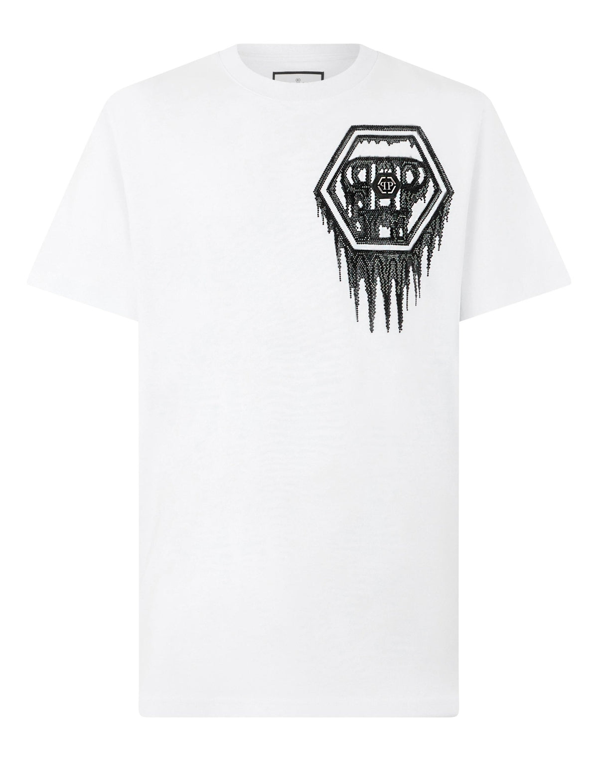 T-shirt Philipp Plein "Neon Space Hexagon" con cristalli e stampa