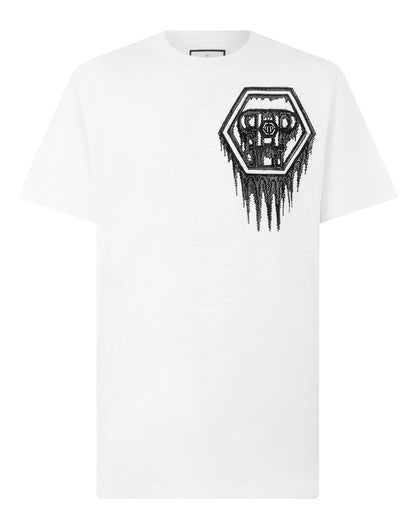 T-shirt Philipp Plein "Neon Space Hexagon" con cristalli e stampa
