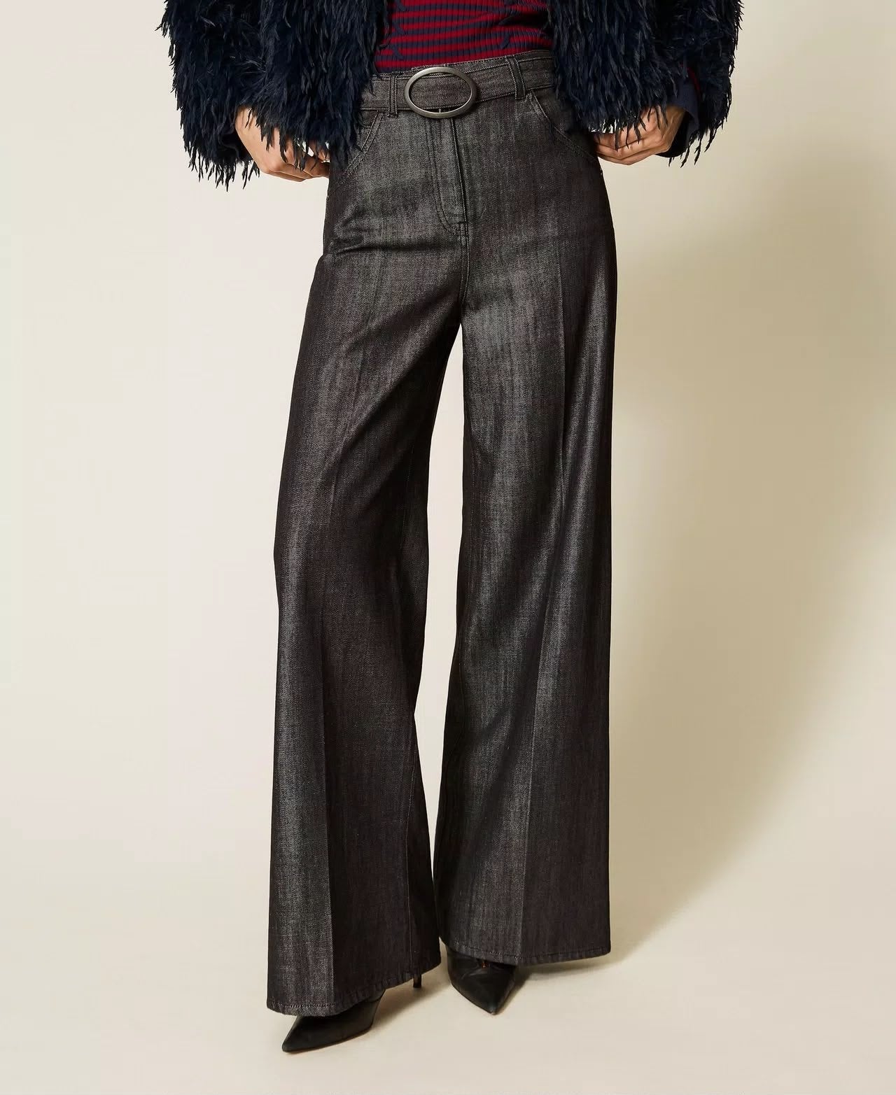 Jeans Twinset Actitude wide leg con cintura donna