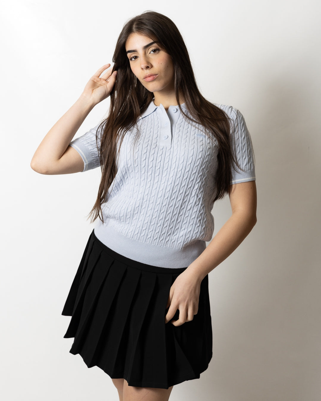 Polo Lacoste in maglia ricamata donna